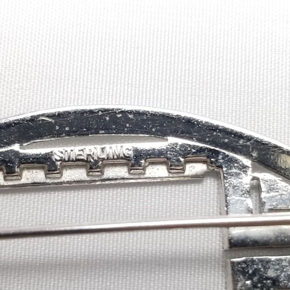 Vintage Sterling Silver Art Deco Style Marcasite Encrusted Brooch, Lapel Pin - Picture 5 of 9